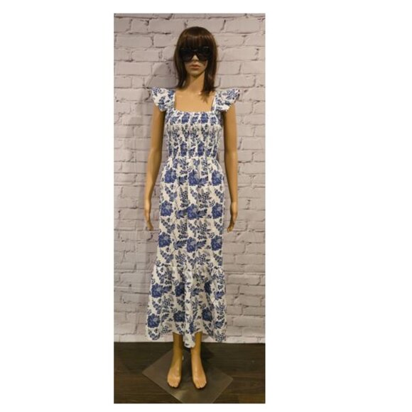 THML - 100% cotton Penelope blue &white floral sleeveless sundress - Picture 9 of 15